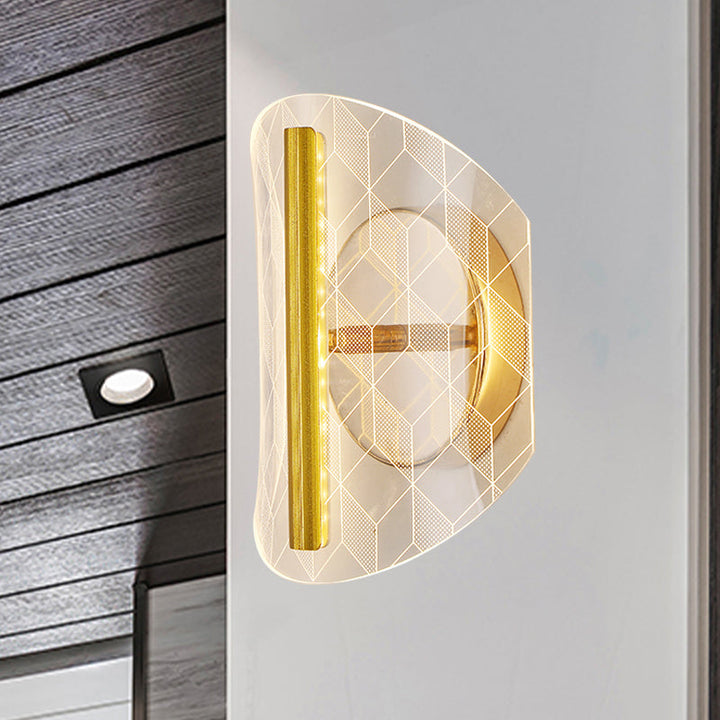Lisslune | Metallic geometric wall lamp minimalist LED golden wall lighting idea in white/warm light for the living room