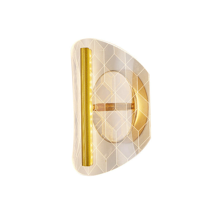 Lisslune | Metallic geometric wall lamp minimalist LED golden wall lighting idea in white/warm light for the living room