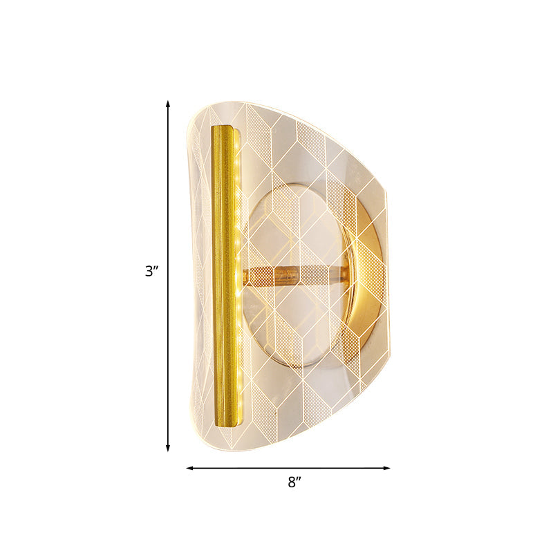 Lisslune | Metallic geometric wall lamp minimalist LED golden wall lighting idea in white/warm light for the living room