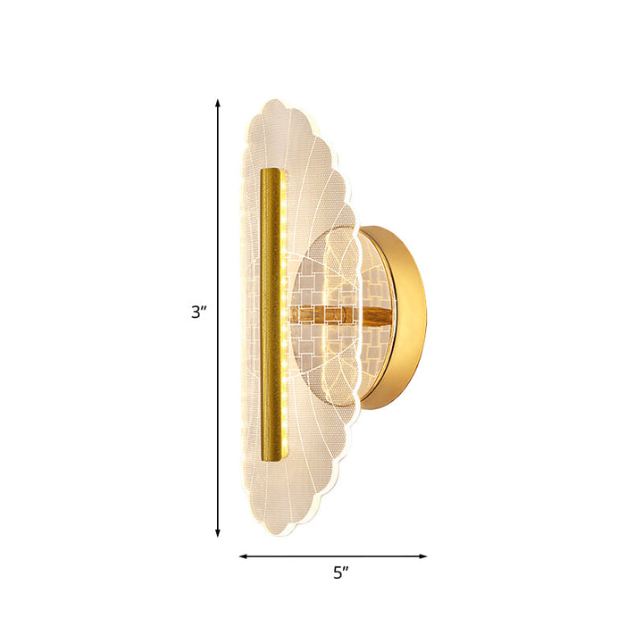Lisslune | Metallic geometric wall lamp minimalist LED golden wall lighting idea in white/warm light for the living room