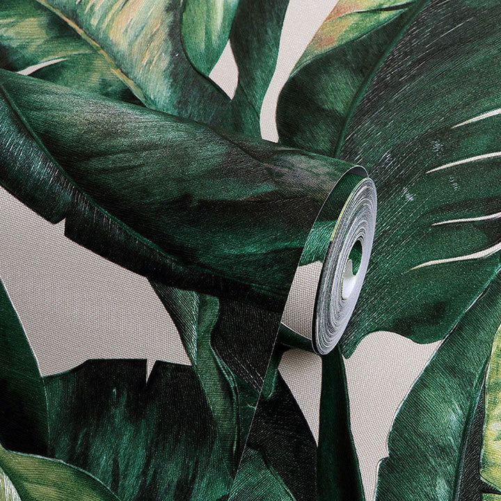 Lisslune | Tropical Banana Leaf Wall Covering for Accent Wall Contemporary Wallpaper, 33'
