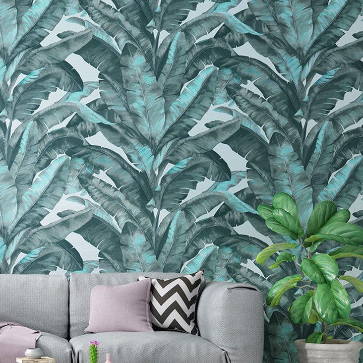 Lisslune | Tropical Banana Leaf Wall Covering for Accent Wall Contemporary Wallpaper, 33'