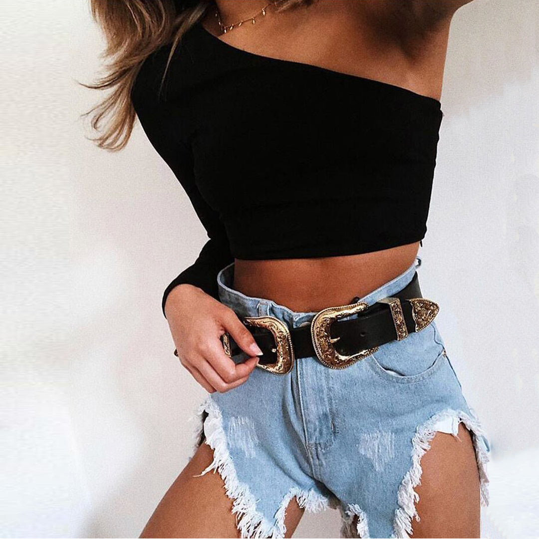Damen Schulterfreies Crop-Top Lisslune