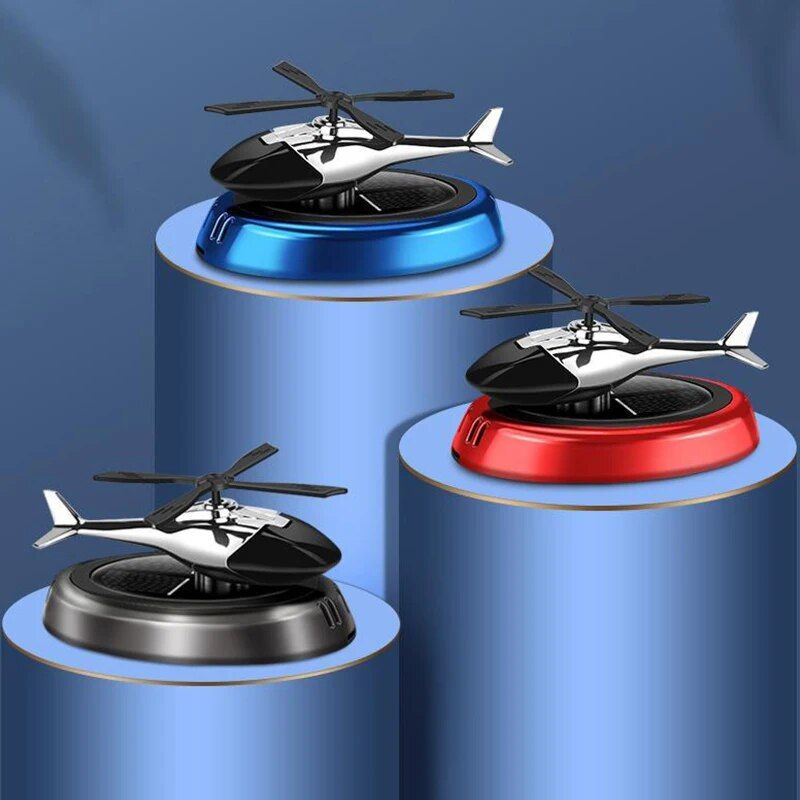 Lisslune | Solar Powered Helicopter Car Air Freshener: Rotating Aroma Diffuser in 3 Elegant Colors