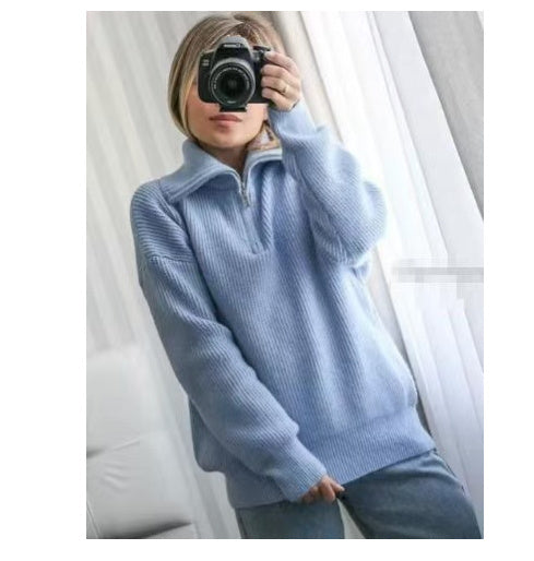 Lisslune | All Match Wool Sweater with Open Collar