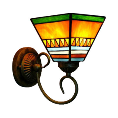 Lisslune | Tiffany Rustic Craftsman Wall Lamp 1 Head Blown Glass Wall Lamp in Orange for Hotel
