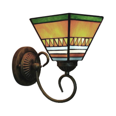 Lisslune | Tiffany Rustic Craftsman Wall Lamp 1 Head Blown Glass Wall Lamp in Orange for Hotel