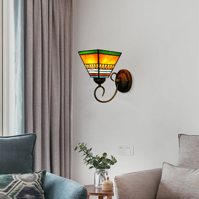 Lisslune | Tiffany Rustic Craftsman Wall Lamp 1 Head Blown Glass Wall Lamp in Orange for Hotel