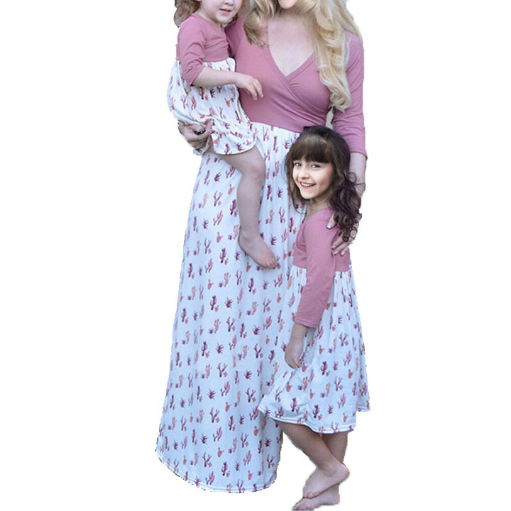 Women's wrap dress with striking cactus print and long sleeves Lisslune