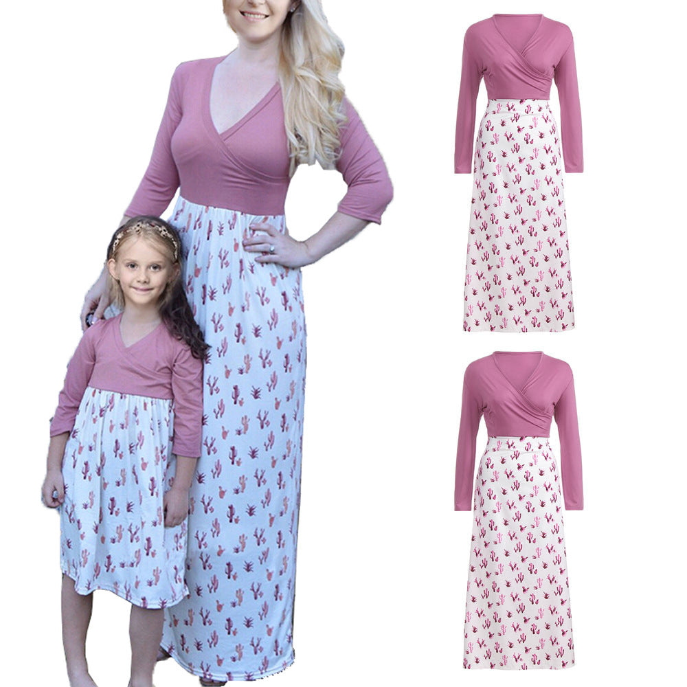 Women's wrap dress with striking cactus print and long sleeves Lisslune