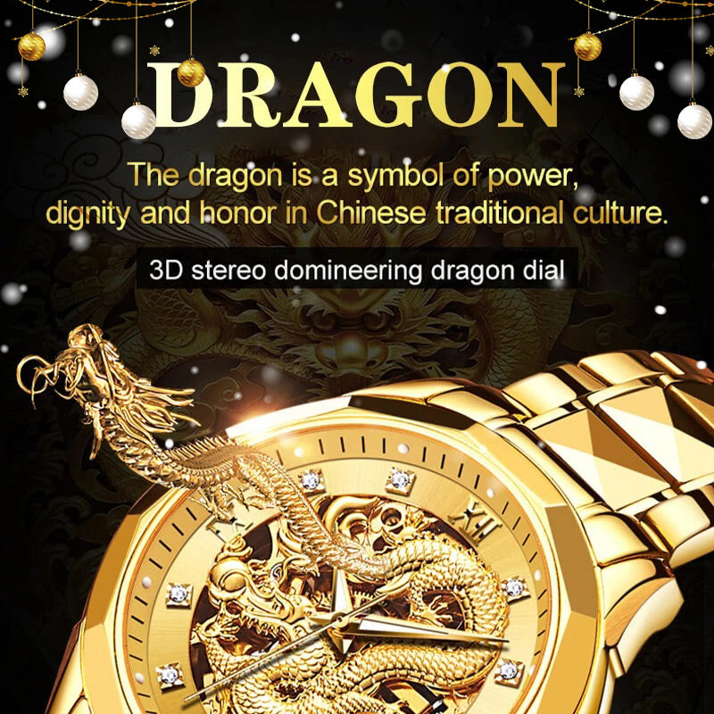 Lisslune | Embossed Golden Dragon Watch