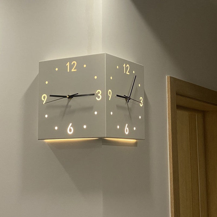 Lisslune | New living room corner double-sided luminous creative clock wall lamp