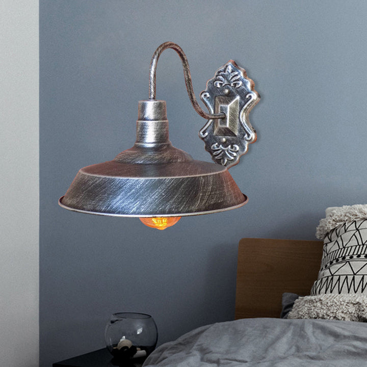 Lisslune | 1 Light Barn Wall Mount Light Antique Style Copper/Rust Wrought Iron Wall Lamp for Balcony