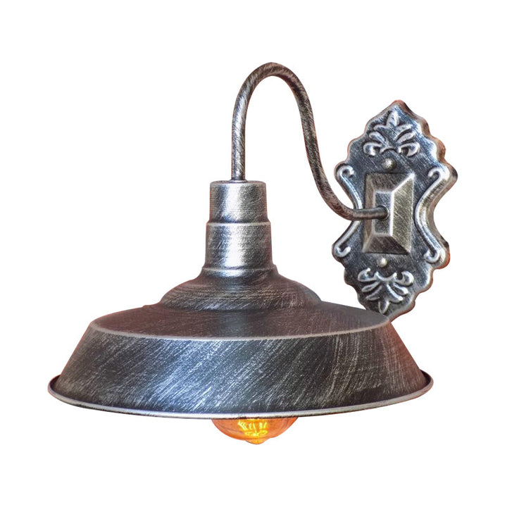 Lisslune | 1 Light Barn Wall Mount Light Antique Style Copper/Rust Wrought Iron Wall Lamp for Balcony