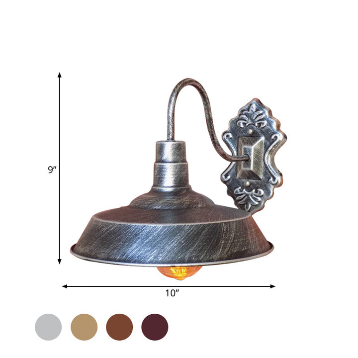 Lisslune | 1 Light Barn Wall Mount Light Antique Style Copper/Rust Wrought Iron Wall Lamp for Balcony