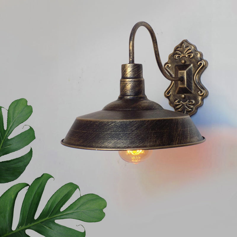 Lisslune | 1 Light Barn Wall Mount Light Antique Style Copper/Rust Wrought Iron Wall Lamp for Balcony