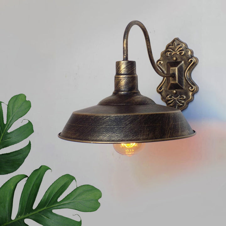 Lisslune | 1 Light Barn Wall Mount Light Antique Style Copper/Rust Wrought Iron Wall Lamp for Balcony
