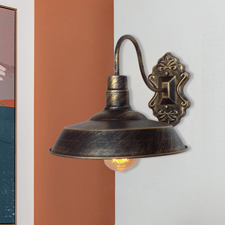 Lisslune | 1 Light Barn Wall Mount Light Antique Style Copper/Rust Wrought Iron Wall Lamp for Balcony