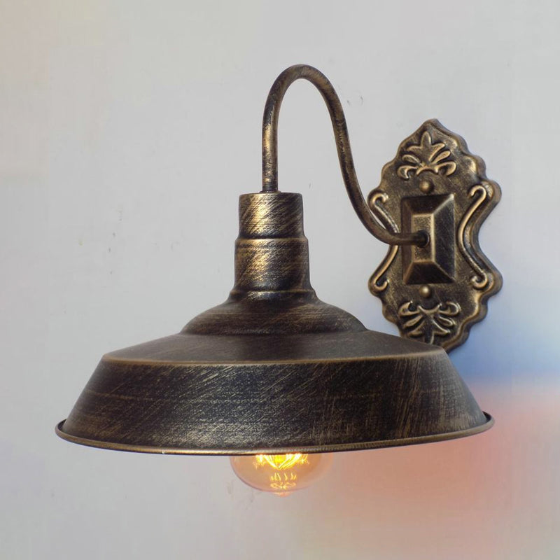 Lisslune | 1 Light Barn Wall Mount Light Antique Style Copper/Rust Wrought Iron Wall Lamp for Balcony