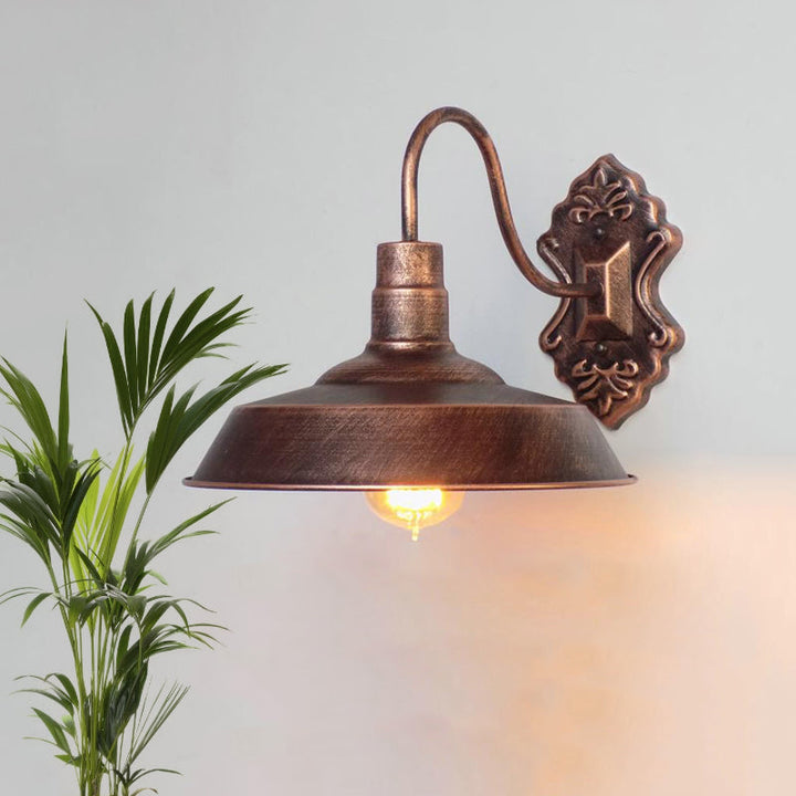 Lisslune | 1 Light Barn Wall Mount Light Antique Style Copper/Rust Wrought Iron Wall Lamp for Balcony