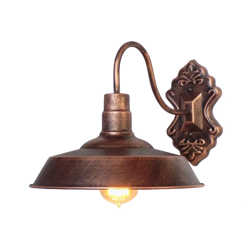 Lisslune | 1 Light Barn Wall Mount Light Antique Style Copper/Rust Wrought Iron Wall Lamp for Balcony