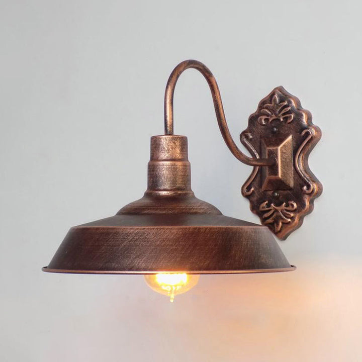 Lisslune | 1 Light Barn Wall Mount Light Antique Style Copper/Rust Wrought Iron Wall Lamp for Balcony