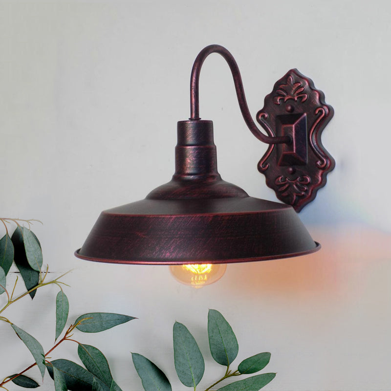 Lisslune | 1 Light Barn Wall Mount Light Antique Style Copper/Rust Wrought Iron Wall Lamp for Balcony