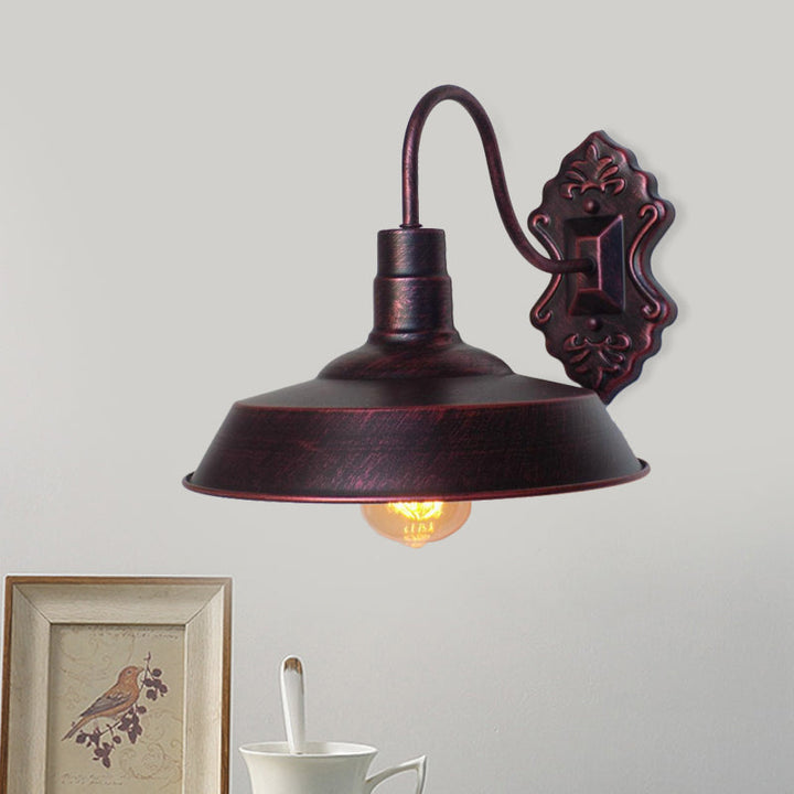 Lisslune | 1 Light Barn Wall Mount Light Antique Style Copper/Rust Wrought Iron Wall Lamp for Balcony