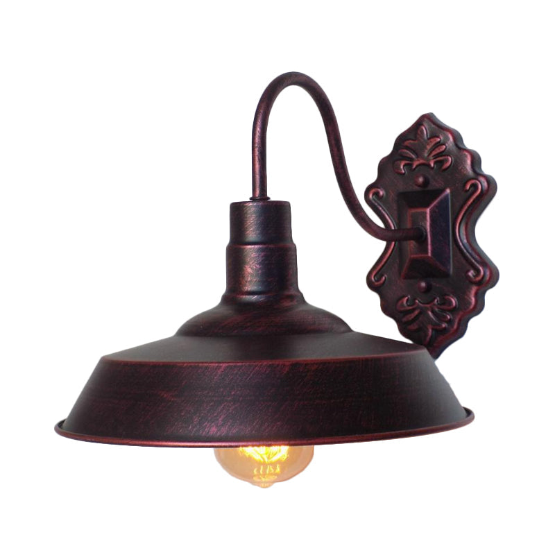 Lisslune | 1 Light Barn Wall Mount Light Antique Style Copper/Rust Wrought Iron Wall Lamp for Balcony