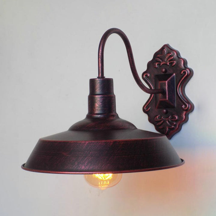 Lisslune | 1 Light Barn Wall Mount Light Antique Style Copper/Rust Wrought Iron Wall Lamp for Balcony
