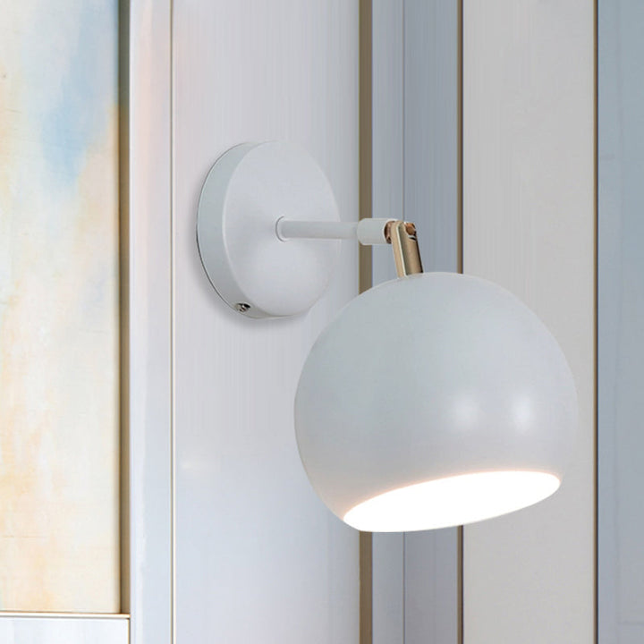 Lisslune | Adjustable Global Bedroom Wall Lamp Light Fixture Industrial Style Metal 1 Light White Wall Fixture Light