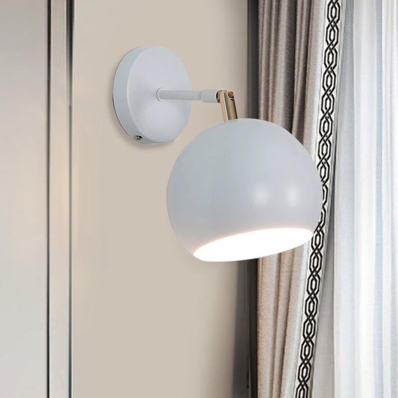 Lisslune | Adjustable Global Bedroom Wall Lamp Light Fixture Industrial Style Metal 1 Light White Wall Fixture Light
