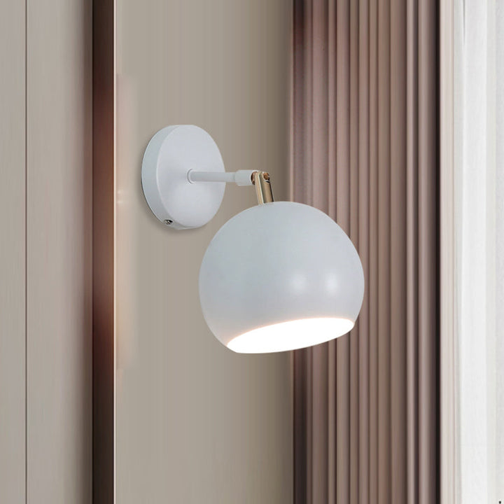 Lisslune | Adjustable Global Bedroom Wall Lamp Light Fixture Industrial Style Metal 1 Light White Wall Fixture Light