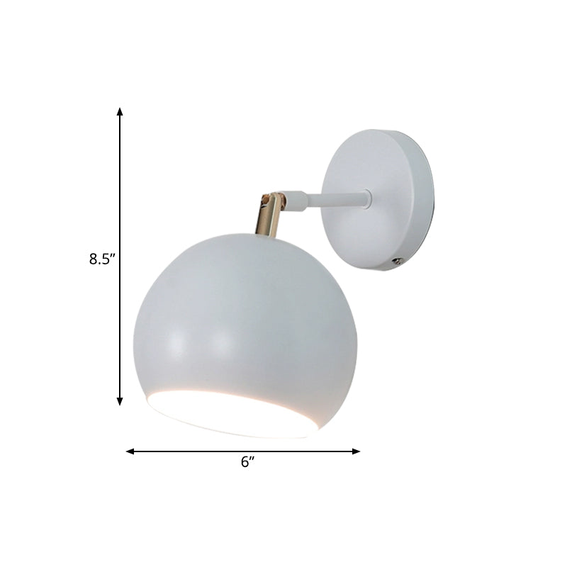 Lisslune | Adjustable Global Bedroom Wall Lamp Light Fixture Industrial Style Metal 1 Light White Wall Fixture Light