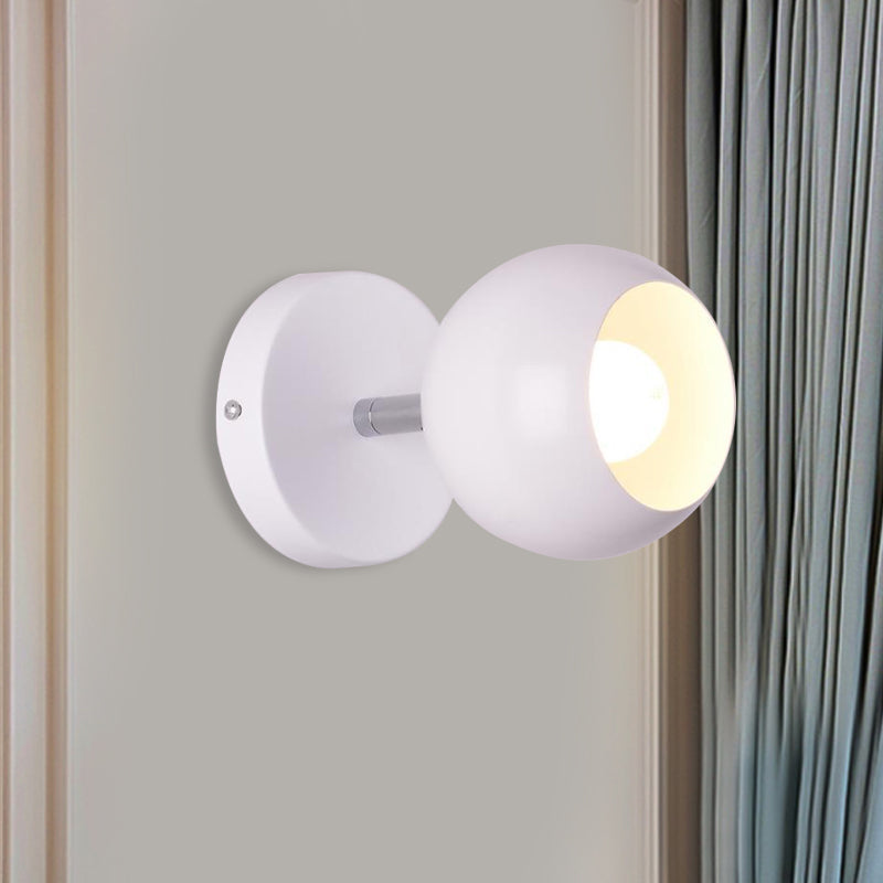 Lisslune | Retro Style Global Wall Lighting 1 Light Metal Wall Lamp in White for Living Room