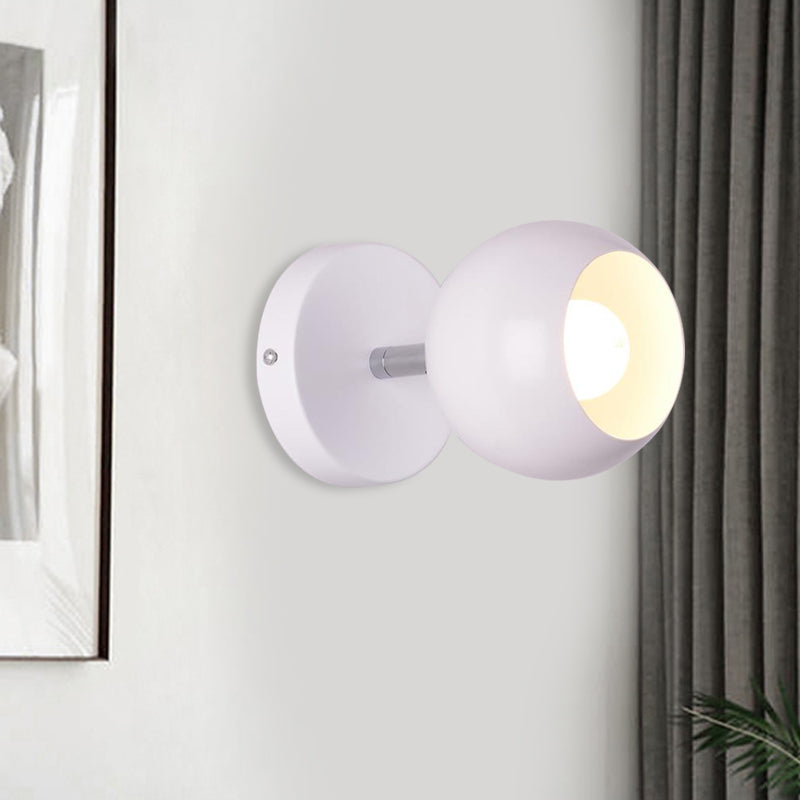 Lisslune | Retro Style Global Wall Lighting 1 Light Metal Wall Lamp in White for Living Room