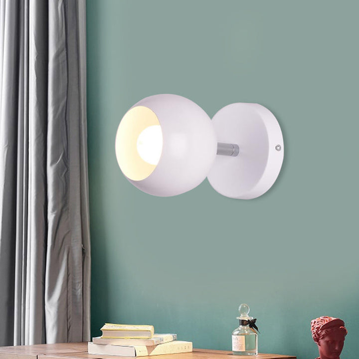 Lisslune | Retro Style Global Wall Lighting 1 Light Metal Wall Lamp in White for Living Room