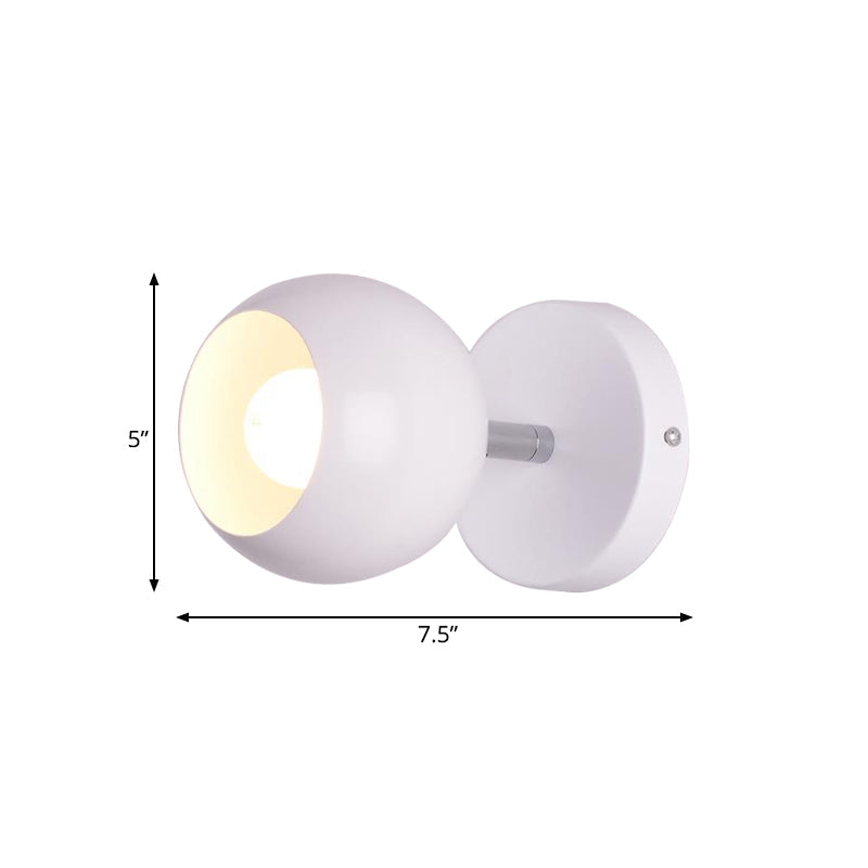 Lisslune | Retro Style Global Wall Lighting 1 Light Metal Wall Lamp in White for Living Room