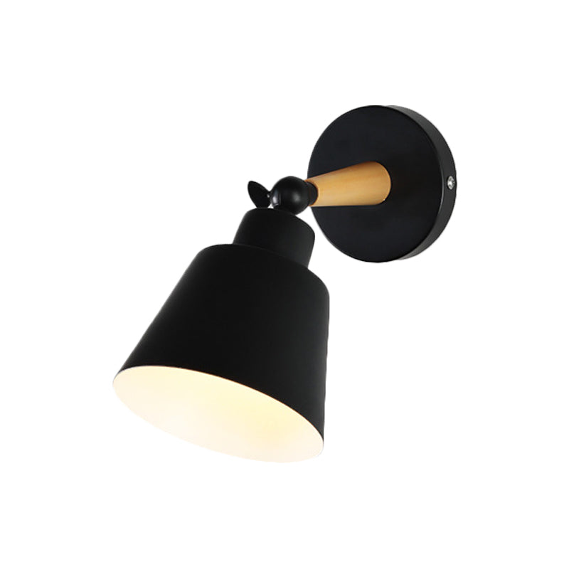 Lisslune | 1 Light Wall Light Modern Style Bucket Shade Metal Wall Lamp in Black for Living Room