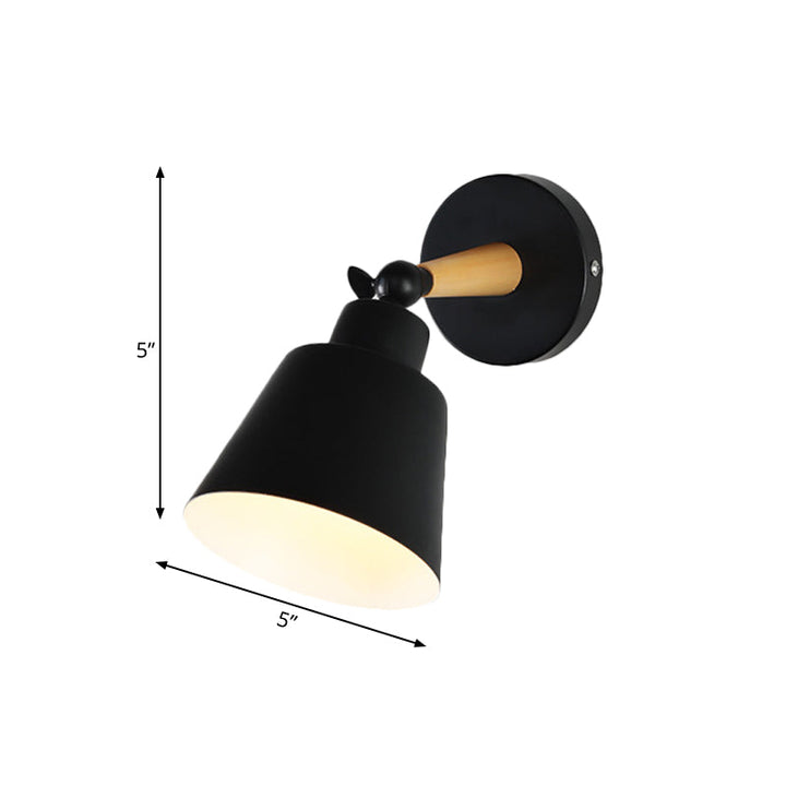 Lisslune | 1 Light Wall Light Modern Style Bucket Shade Metal Wall Lamp in Black for Living Room