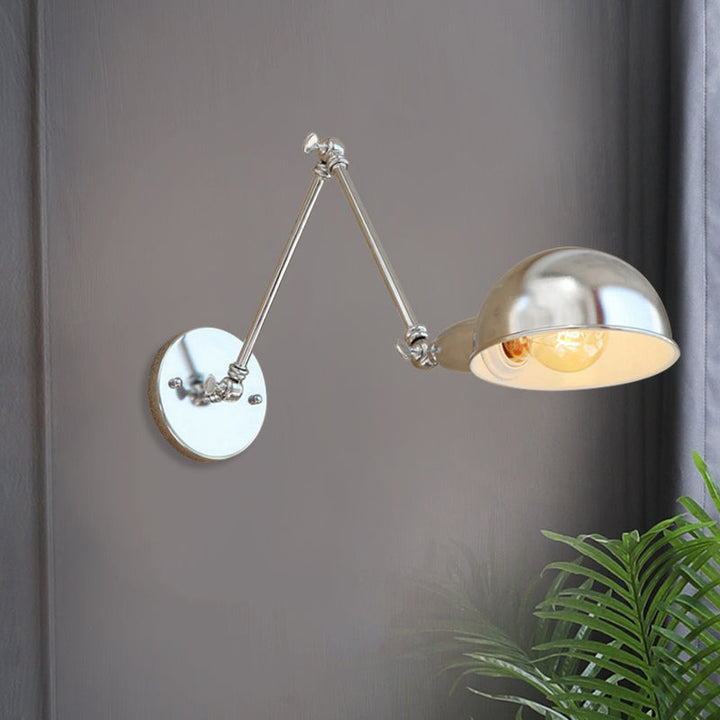 Lisslune | Curved Metal Wall Light Industrial Style 1 Light Bedroom Wall Lamp with Swivel Arm in Chrome