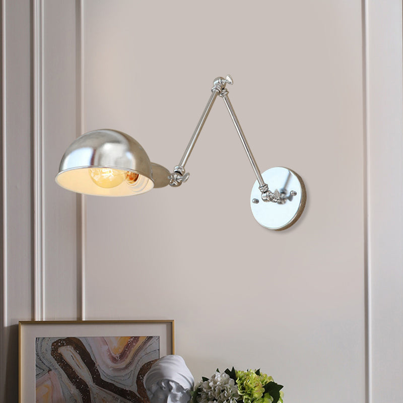 Lisslune | Curved Metal Wall Light Industrial Style 1 Light Bedroom Wall Lamp with Swivel Arm in Chrome