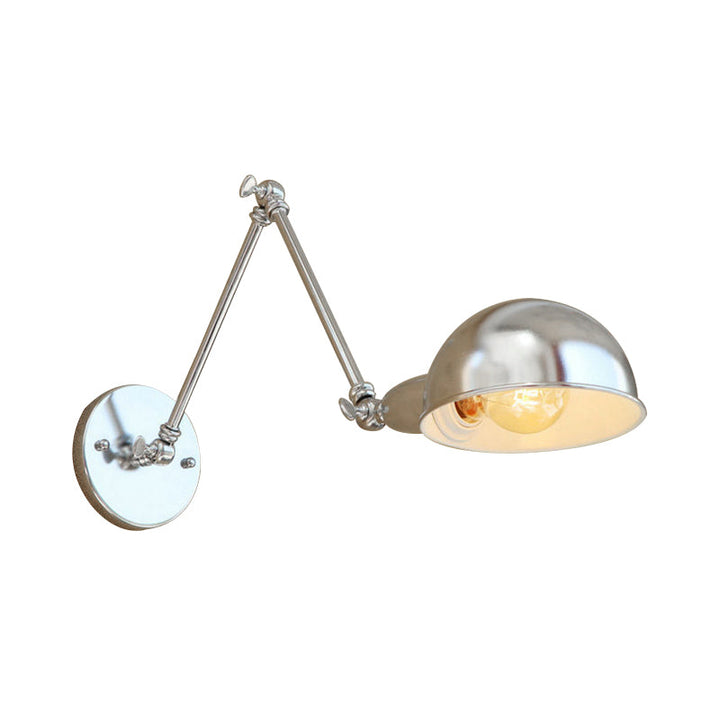 Lisslune | Curved Metal Wall Light Industrial Style 1 Light Bedroom Wall Lamp with Swivel Arm in Chrome