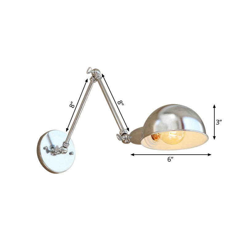 Lisslune | Curved Metal Wall Light Industrial Style 1 Light Bedroom Wall Lamp with Swivel Arm in Chrome