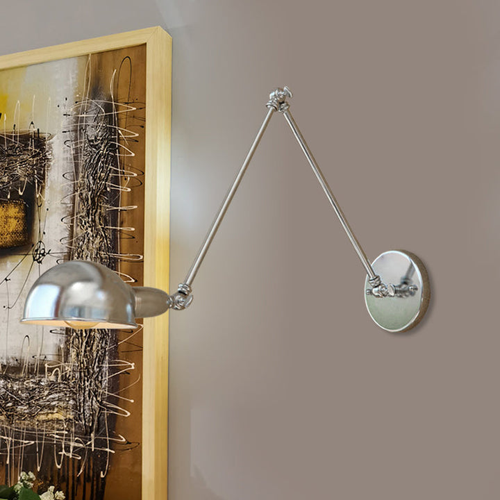 Lisslune | Curved Metal Wall Light Industrial Style 1 Light Bedroom Wall Lamp with Swivel Arm in Chrome