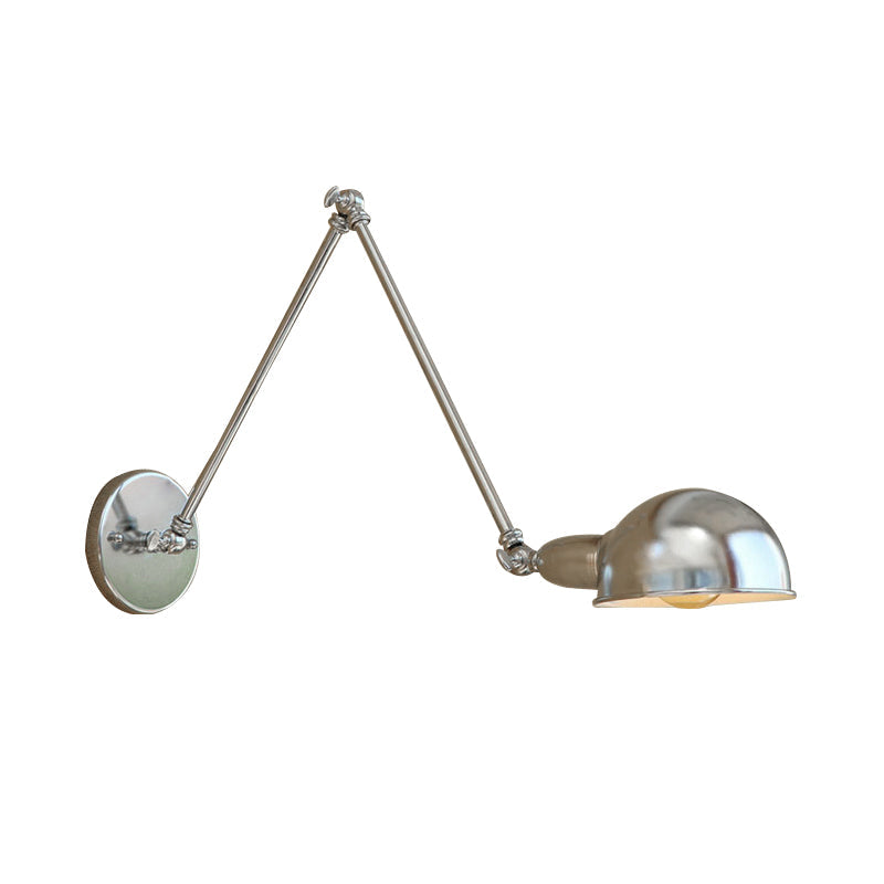 Lisslune | Curved Metal Wall Light Industrial Style 1 Light Bedroom Wall Lamp with Swivel Arm in Chrome