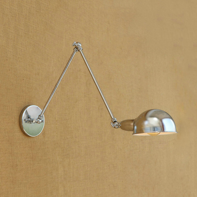 Lisslune | Curved Metal Wall Light Industrial Style 1 Light Bedroom Wall Lamp with Swivel Arm in Chrome