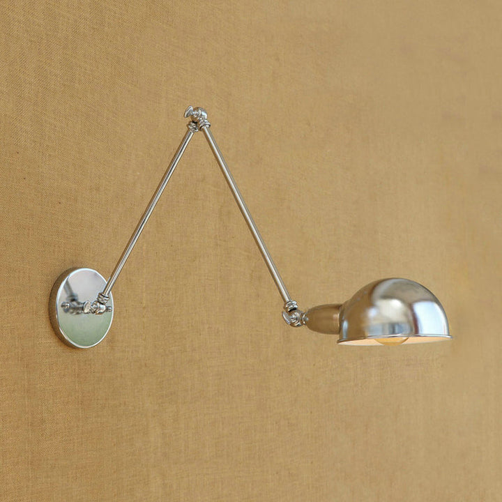 Lisslune | Curved Metal Wall Light Industrial Style 1 Light Bedroom Wall Lamp with Swivel Arm in Chrome