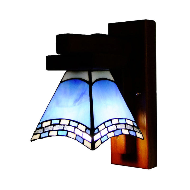 Lisslune | Blue Craftsman Swallowtail Wall Lamp Mediterranean Style 1 Light Glass Wall Light for the Kitchen