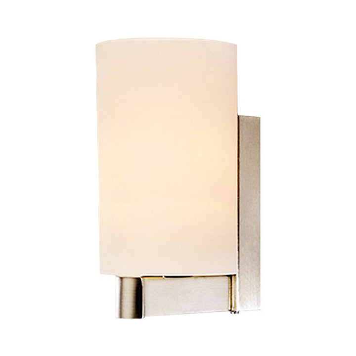 Lisslune | White glass cylinder wall lamp Modern 1 light chrome wall light for hallway
